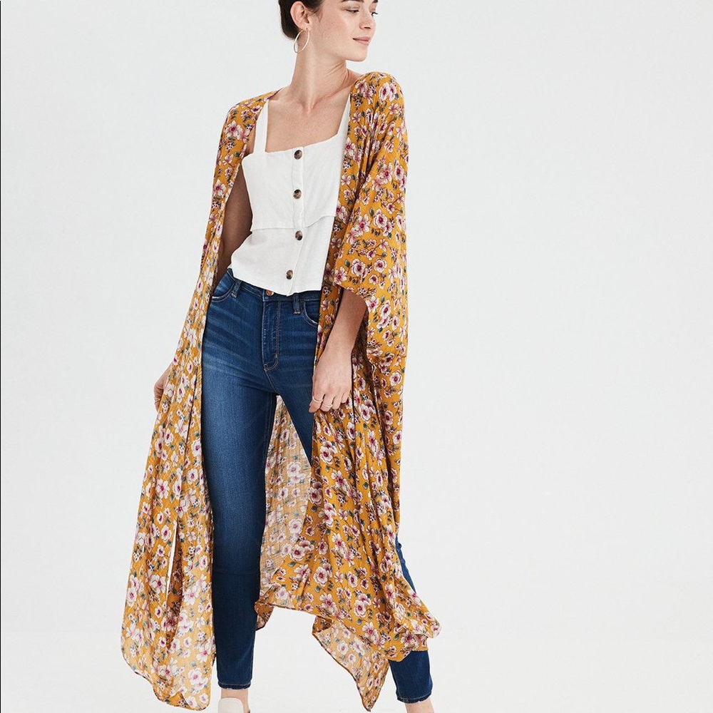AE Mia Floral Maxi Kimono